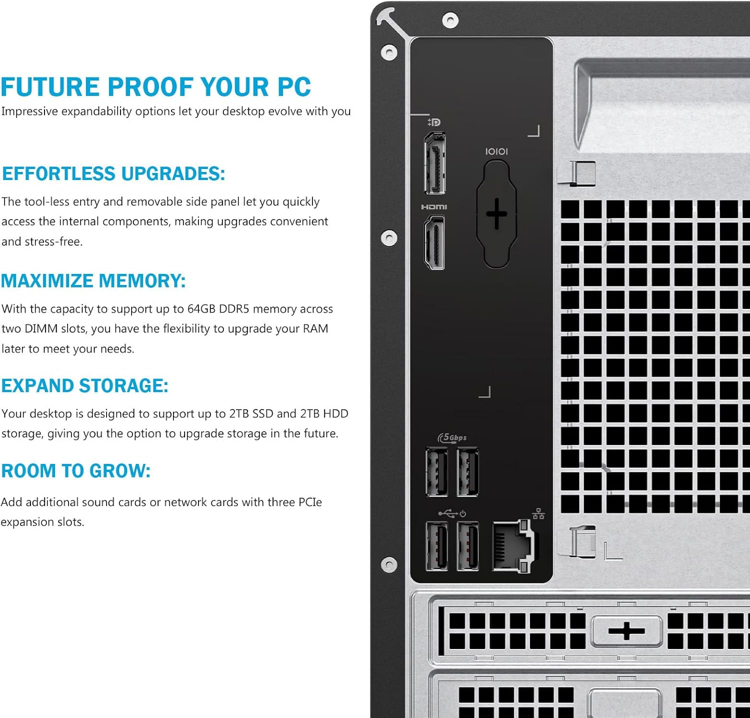 Dell Tower Desktop ECT1250 - Intel 10-core Core Ultra 5 225(Beats Ultra 7 165H)  16GB DDR5 5600MT/s RAM | 512GB M.2 SSD | Wi-Fi 6 | Copilot AI Windows 11 Pro | Wired Keyboard & Mouse | Black