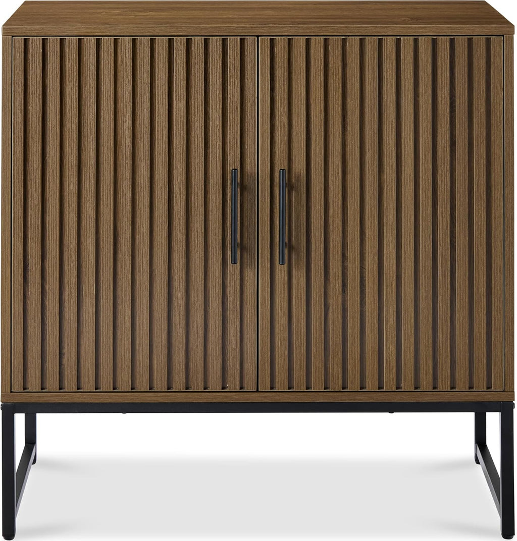 Best Choice Products Slatted Sideboard Buffet Cabinet, Entryway Table, Accent Storage Cabinet, Console Table for Hallway, Living Room, Dining Room – Dark Brown