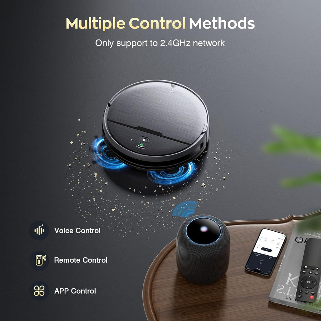 Robot Vacuum and Mop Combo, 2 in 1 Robotic Vacuums Cleaner with WiFi/App, Robot Vacuum with Water Tank, Strong Suction, Schedule, Self-Charging, Quiet, for Hard Floor, Pet Hair, Low Pile Carpet