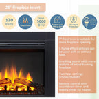 LegendFlame Jaden 28" W x 22" H (EF321) Electric Fireplace Insert with Front Trim Kit, Fire Crackling Sound, 750W/1500W Heater, Remote Control