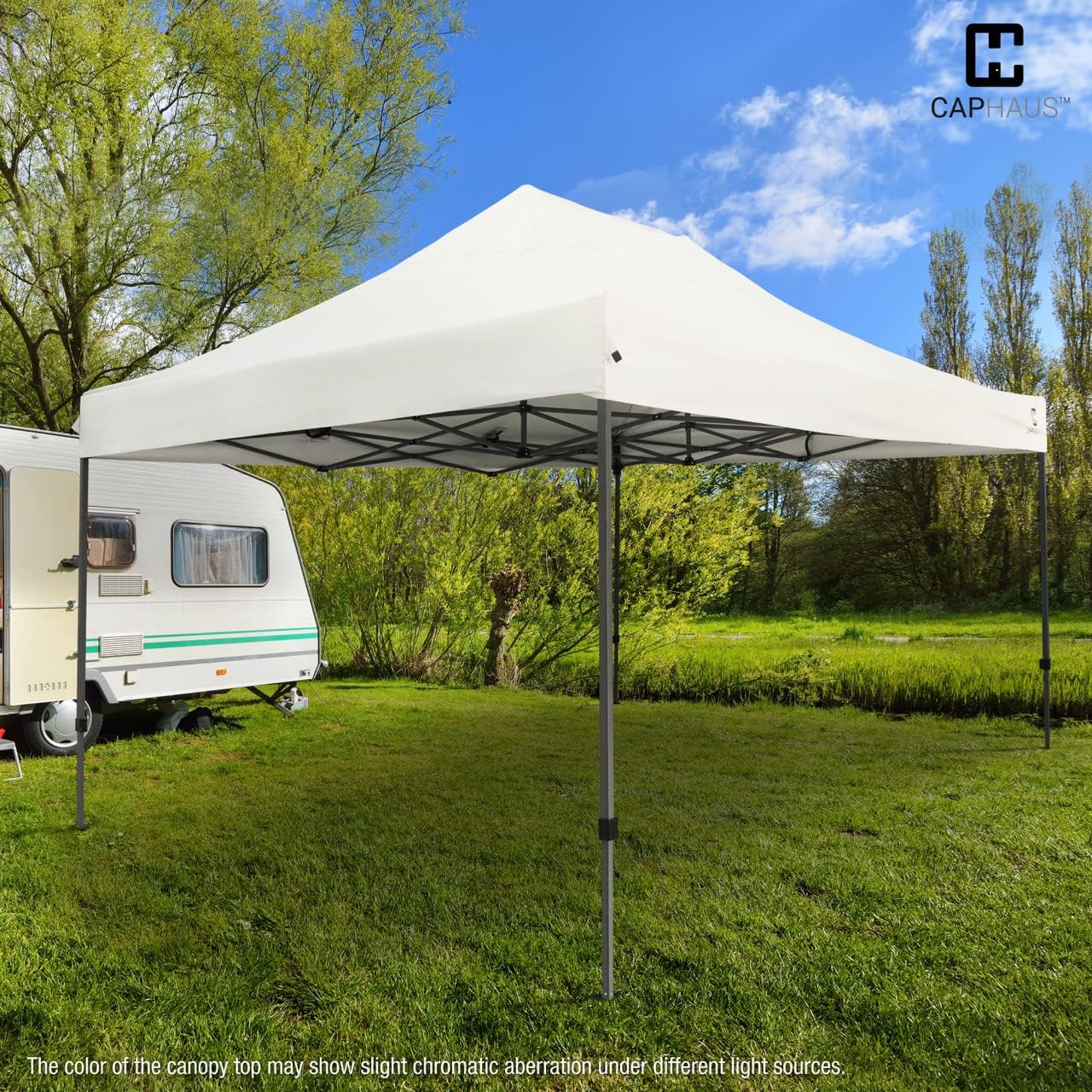 CAPHAUS 10ft x 20ft Commercial Grad Pop Up Outdoor Canopy Easy Up Tent, Heavy-Duty, Instant Folding Shelter with Wheeled Carry Bag and Weight Bags, Portable for Camping, Patio, Parties, White