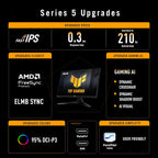 ASUS TUF Gaming 27” 1440P Monitor (VG27AQL5A) – QHD (2560 x 1440)  210Hz  0.3ms  Fast IPS  Extreme Low Motion Blur Sync  Speakers  DisplayWidget Center  Gaming AI  Height Adjustment  3 yr Warranty