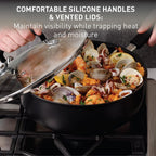 T-fal Ultimate Hard Anodized Nonstick Cookware Set 12 Piece, Oven Broiler Safe 400F, Lid Safe 350F, Kitchen Cooking Set w/Fry Pans, Saucepans, Dutch Oven, Pots and Pans, Dishwasher Safe, Onyx