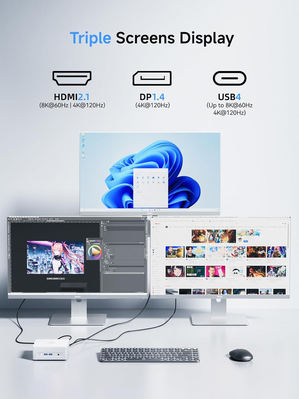 MINISFORUM UM880 Plus Mini PC AMD Ryzen 7 8845HS(8C/16T  up to 5.1GHz)  32GB DDR5 1TB PCIe4.0 SSD  HDMI+DP+USB4 Triple Outputs  OCuLink Port  2.5G LAN  5x USB Port  Radeon 780M Graphics Micro Computer