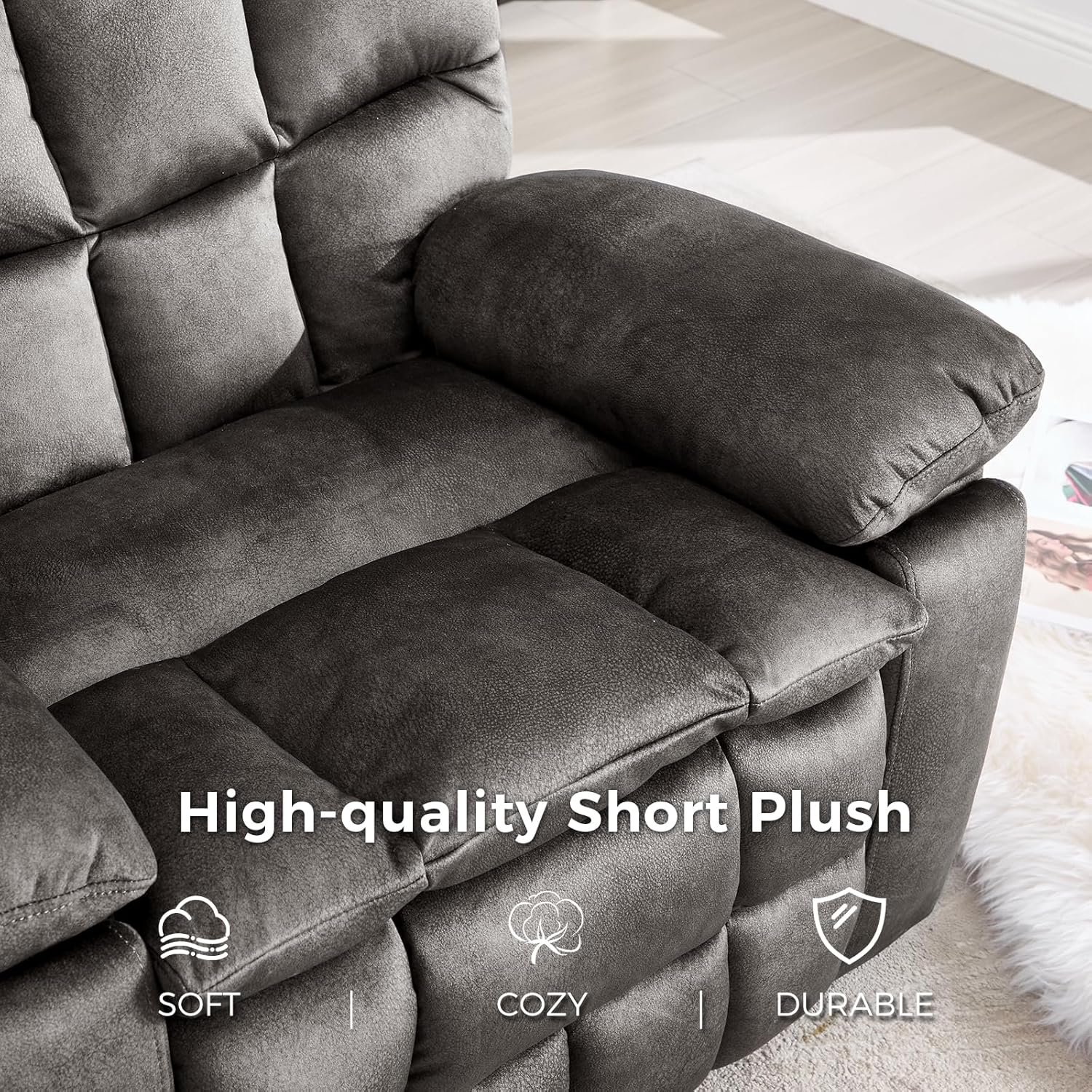 Power Lift Recliner Chair for Elderly with Vibration Massage and Lumbar Heating, Overstuffed Electric Lift Chair with 2 Side Pockets and Cup Holders, USB & Type-C for Living Room, Textile Black