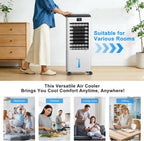 Portable Air Conditioners, 4-IN-1 Evaporative Air Cooler, Portable AC Unit w/ 4 Modes & 3 Speeds, Swamp Cooler w/ 12H Timer & Remote, Fast Cooling Room Air Conditioner for Bedroom Home Office Garage