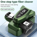 One-Step Fiber optic Cleaver VD-1 automatic Optical Fiber Cutter tool with 3-in-1 Clamp, 28-Position Blade, Detachable waste fiber box for Splicing & Cold Connection, FTTH Telecom & CATV Installation