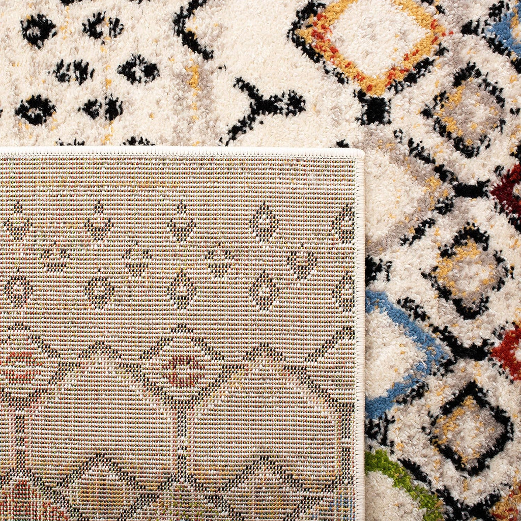 SAFAVIEH Amsterdam Collection Area Rug - 9' x 12', Ivory & Multi, Moroccan Boho Design, Non-Shedding & Easy Care, Ideal for High Traffic Areas in Living Room, Bedroom (AMS108K)
