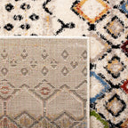 SAFAVIEH Amsterdam Collection Area Rug - 9' x 12', Ivory & Multi, Moroccan Boho Design, Non-Shedding & Easy Care, Ideal for High Traffic Areas in Living Room, Bedroom (AMS108K)