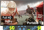 27 Inch Portable Smart TV  Android 14 OS  Built-in Battery Powered  FHD HDR Display  60Hz Refresh Rate  Dolby Audio  WiFi  Chromecast  Voice Remote  for Bedroom  Game Day Parties  Camping & Travel