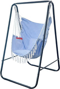 Hammock Chair with Stand,Heavy-Duty Hammock Stand with Large Indoor Swing,MAX Load 500 LBS,Hanging Chair with Stand for Indoor Outdoor,Swing Chair with 2 Cushions Included(Blue)