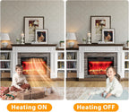 Naice 80" Electric Fireplace with Mantel and Cabinets, Fireplace TV Stand for Living Room Bedroom, Stacked Stone Surround and Remote Control 3D Realistic Flame, White&Brown