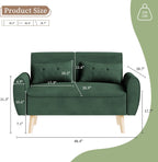 Vongrasig 47" Small Modern Loveseat Sofa, Mid Century Linen Fabric 2-Seat Sofa Couch Tufted Love Seat with Back Cushions and Tapered Legs for Living Room, Bedroom and Small Space (Green)