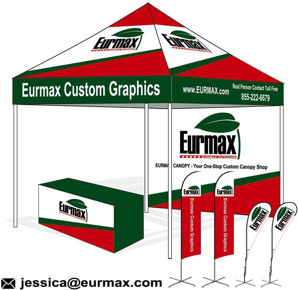 Eurmax USA 10 x 10 Pop up Canopy Commercial Tent Outdoor Instant Canopies Party Shelter with 4 Full Zippered Walls and Roller Bag Bonus Sand Bags(Red)