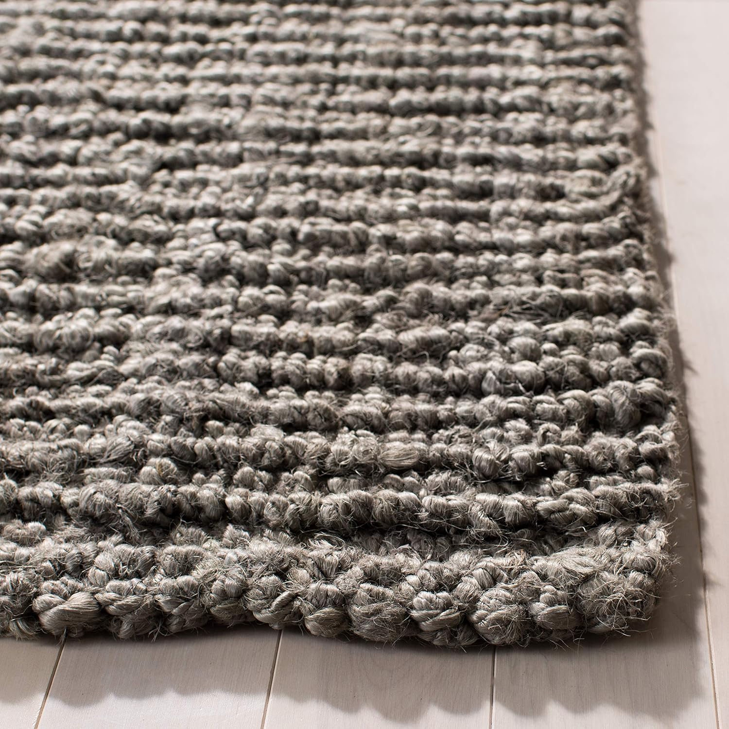 SAFAVIEH Area Rug 8x10 - Natural Fiber Collection - Large - Light Grey, Handmade Chunky Textured Jute, Thick (NF447G)
