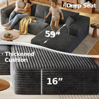 108.2" Modular Sectional Sofa with Deep Seat, Boneless L Shaped Corduroy Couch Modern Comfort, Cloud Couch Oversized for Living Room No Assembly (Right Facing Chaise,Gray)
