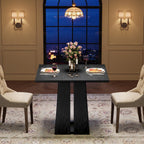 LITTLE TREE Wooden Square Dining Table 4 Sets, 31.5" Farmhouse Kitchen Table with Heavy-Duty Pedestal Base, Dinner Furniture for Dining Room, Living Room, Kitchen (1, Black)