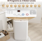 Auertech 14 lbs Portable Washing Machine, Fully Automatic Portable Washer with Glass Lid, 10 Wash Cycles, Compact Capacity Washer and Spin Dryer Combo with Drain Pump for Apartment, Dorm, RV