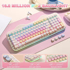YUNZII C98 Wireless Mechanical Keyboard with Number Pad,99 Key BT5.0/2.4G/USB-C Hot Swap Gasket Mount with PBT MOA Keycaps,Custom RGB,Cute Cake Keyboard for Win/Mac (Beige, Milk V2 Linear Switch)