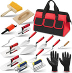 SiliFine 18 Pcs Masonry Trowel Construction Tool Kit with Tool Bag, Includes Putty Knives, Gloves Rebar Hooks, Stainless Steel Tools for Home, DIY, Concrete Masonry Work(Orange)