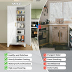 QINPTWUT 71" Storage Cabinet with Doors and Shelves, Tall Pantry Cabinet in White with 2 Doors & 4 Adjustable Shelves, All-Steel Farmhouse Cupboard for Kitchen, Living Room,Home Office,Garage
