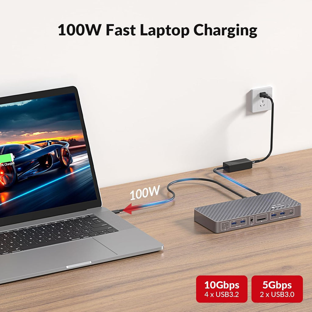 AV Access 8K KVM Switch 2 Monitors 2 Computers for Laptop & Desktop  100W USB-C Charge for Laptop  Ethernet  Docking Station Dual Monitor 8K@60Hz/4K@165Hz  4xUSB 3.2  Audio  SD  Wired Remote Control