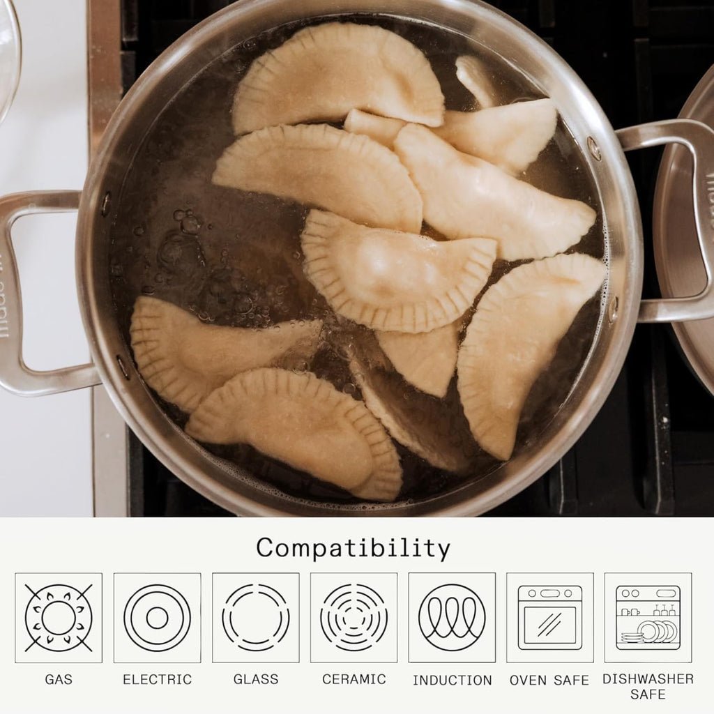 Made In Cookware | 8 Quart Stainless Steel Stock Pot With Lid | 5 Ply Stainless Clad | Professional Cookware | Crafted in Italy | Induction Compatible