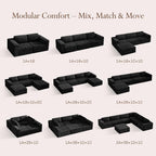 Vesgantti 119" Oversized U-Shaped Modular Sectional Sofa with 2 Movable Ottomans, Modern Cloud Couch with Deep Seat & Spring Support, Boneless Couches for Living Room, No Assembly Required, Black
