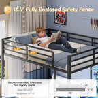 ADORNEVE Bunk Bed with Desk, Full Over Full Bunk Beds with Charging Station & Led Lights, 4 Storage Drawers & 2 Open Storage Shelves, Metal Loft Bed with Safety Guardrail & Ladder for Kids/Teen, Black