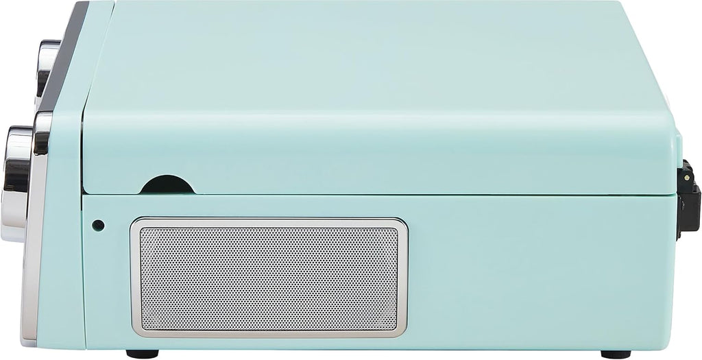 Crosley CR6047A-AB Powel 7-in-1 Bluetooth in/Out Vinyl Record Player with AM/FM Radio  CD Player  and Aux-in  Aqua Blue