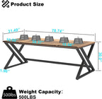 LVB Rustic Large Computer Desk, Extra Long Industrial Home Office Desk, Wood Pc Writing Work Study Computer Table Desk, Farmhouse Workstation Gaming Executive Desk for 2 Person, Rustic Oak, 78.7 Inch