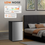 Sweetcrispy 3.2 Cu.Ft Mini Fridge with Freezer Small Refrigerator Single Door Adjustable Thermostat Energy-efficient Low Noise, Compact Fridge for Bedroom, Office, Dorm (Silver Door)