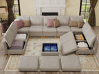 EASE MOOSE Modular Couch U Shaped Oversized Sofa, Faux Leather Sectional Sofa with Storage Seat,White