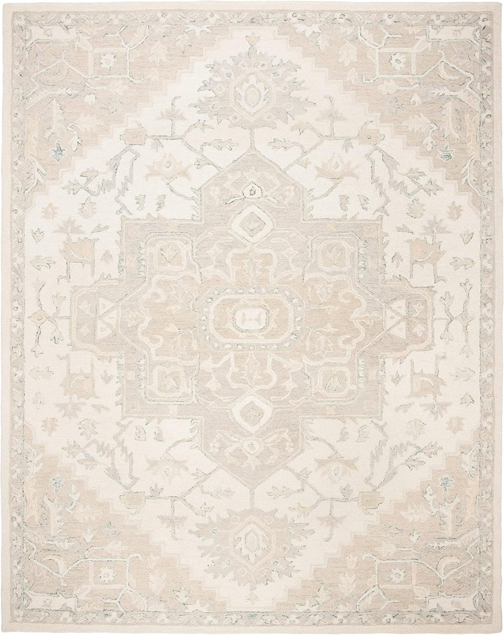 SAFAVIEH Area Rug 8x10 - Micro-Loop Collection - Large - Ivory & Beige, Handmade Wool, Shabby Chic Design, Ideal for Living Room, Bedroom, Office, Dining Space (MLP503B)