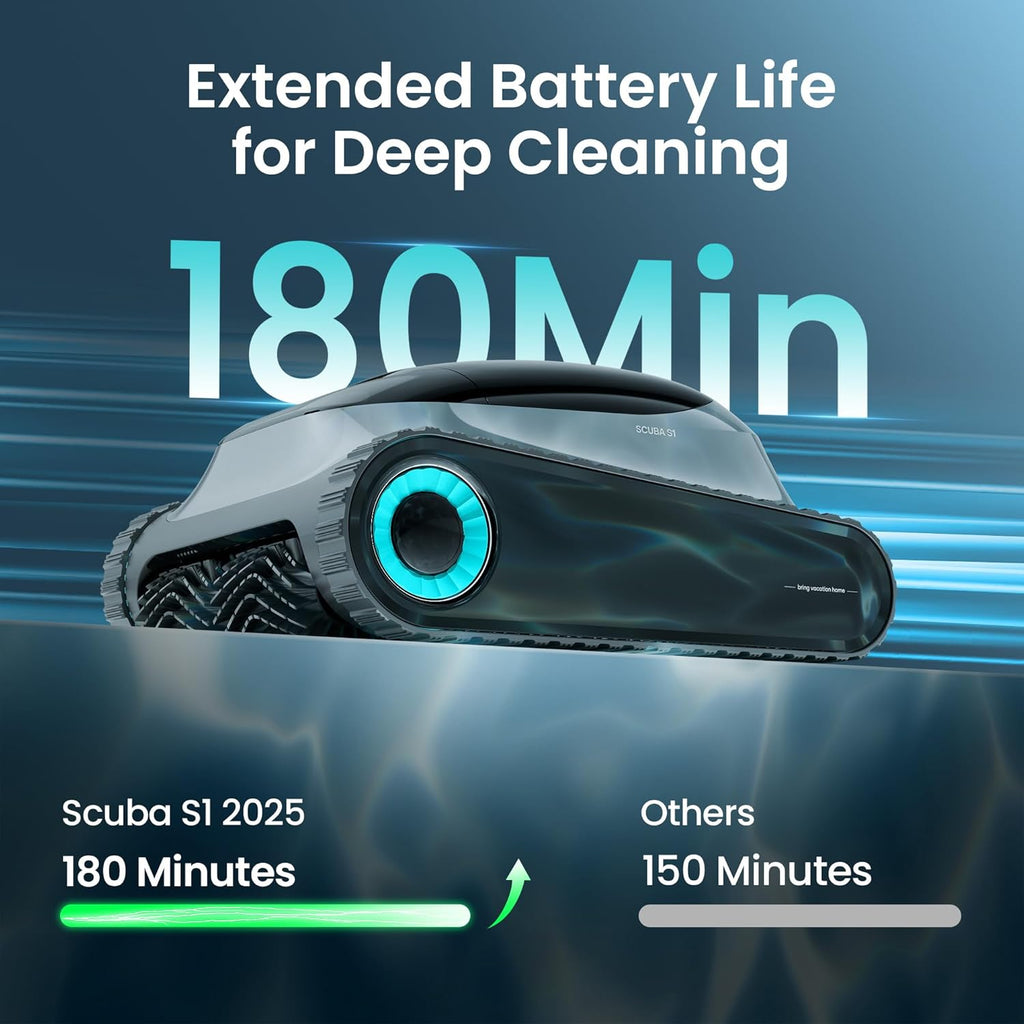 (2026 Upgrade) Aiper Scuba S1 Robotic Pool Cleaner  Wall & Waterline Cleaning  Double Filtration  Extended 180-Min Battery Life  Smart Navigation  App Support  OTA Upgrade