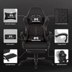 Gamtimer Gaming Chair, 400 lbs Adult Chair, High Back Computer Chair with Footrest and Linked Armrests, Office Video Game Chair with Lumbar Support (Black)