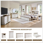 T4TREAM Farmhouse Nightstand Set of 2, 23.6" End Table with 3 Drawers Storage, Wood Side Table w/Roman Column, End Tables Living Room Set of 2, Bedside Cabinet for Bedroom, Living Room, Antique White