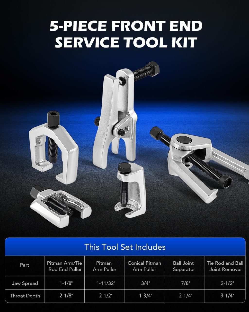 Orion Motor Tech Ball Joint Tool Kit, 26 Piece Master Ball Joint Removal Tool Kit with Ball Joint Press Tool Ball Joint Separator, Tie Rod End Tool Set with Receiving Tubes for SUV Car Pickup Truck