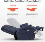 MCombo Dual Motor Large Power Lift Recliner Chair for Elderly, Lay Flat Lift Chair with Heat and Massage, Big Lift Recliner for Tall People, Faux Leather 7896 (Blue, Large)