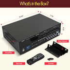 Pyle Bluetooth Hybrid Home Amplifier - 6-Channel 2000W Rack Mount Power Amplifier Receiver w/ Radio - Dual 10 Band EQ  Karaoke Microphone x2  USB  RCA  COAX  OPT  DVD Inputs  HiDef Input and Output