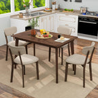 Giantex Dining Table for 4, 48" Rectangular Wooden Kitchen Table with Solid Rubber Wood Legs, Mid Century Modern Dinner Table for Dinette, Living Room, Home Office (Walnut)