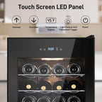 Tylza 24 Bottles Wine Fridge, Wine Cellar with Powerful Compressor, LED Touchscreen, Low-E Tempered Glass Door, Lock, Wine Cooler Refrigerator for Red, White, Champagne or Sparkling Wine, Black