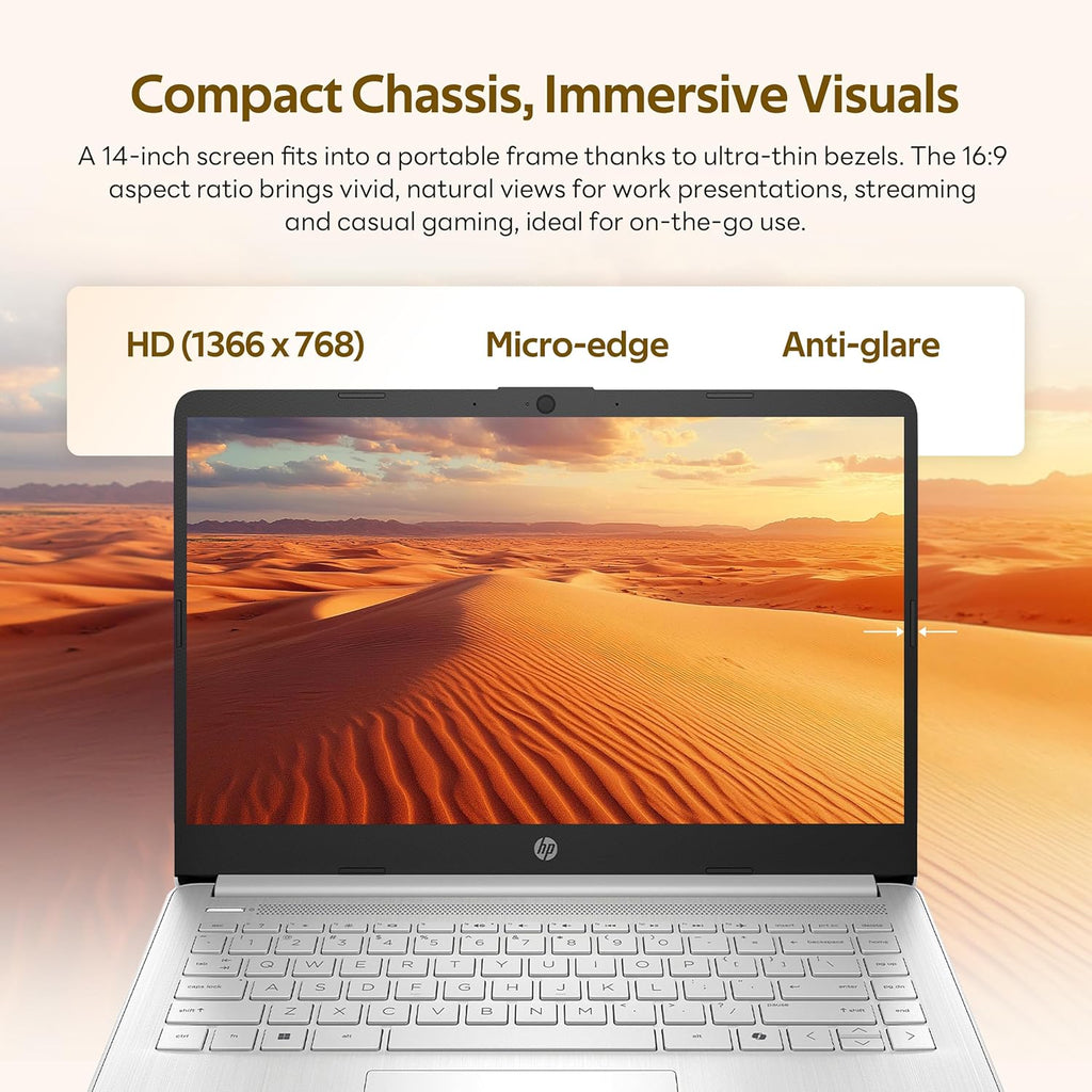 HP Stream 14" HD Laptop with AI Copilot  Intel Processor N150  4GB RAM  1.12TB Storage (128GB UFS + 1TB Docking Station Set)  Intel Graphics  1 Year Office 365  Wi-Fi 6  Win 11  Silver