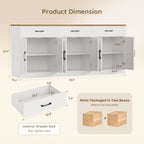 HOSTACK 71" Large Sideboard Buffet Cabinet with Storage, Farmhouse Coffee Bar Cabinet with 3 Drawers, Long Kitchen Buffet Table, Kitchen Sideboard Storage Cabinet for Dining Room, Living Room, White