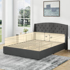 EGOHOME King Size Metal Bed Frame,Hydraulic Lift System and Modern Wingback Design,Heavy-Duty Steel Construction & 900lb Capacity,Effortless Assembly with Ratchet Wrench,No Box Spring Needed,Dark Grey