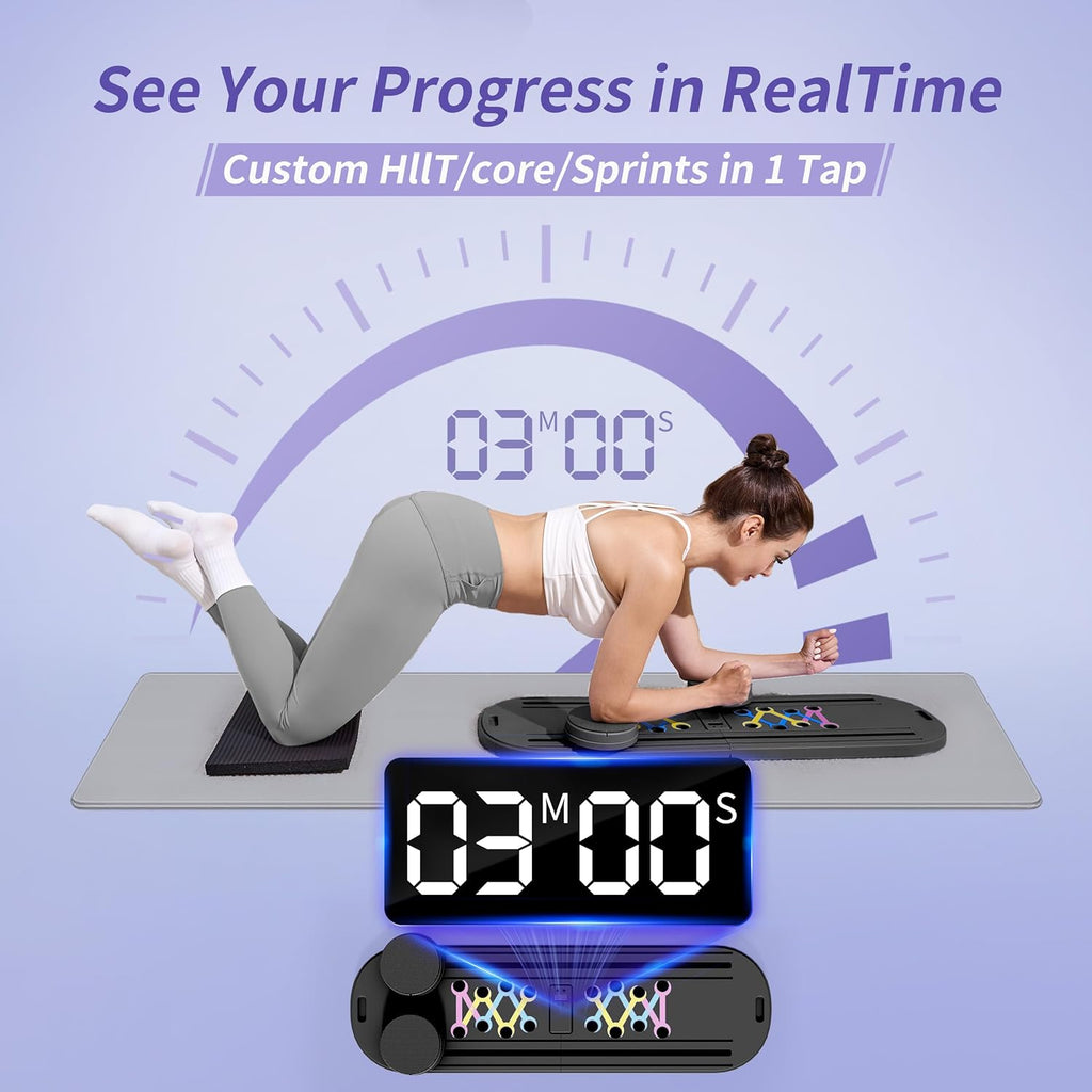 Pilates Board Reformer 15-in-1: Split & Foldable Design, Portable Home Gym with Digital Display, Resistance Bands, Balance Board for Women's Full Body & Core Training