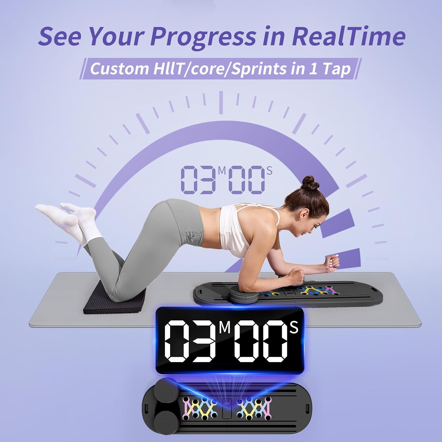 Pilates Board Reformer 15-in-1: Split & Foldable Design, Portable Home Gym with Digital Display, Resistance Bands, Balance Board for Women's Full Body & Core Training