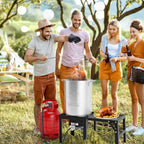 ROVSUN 30QT Turkey Fryer & 10QT Fish Fryer Kit w/ 55,000BTU Propane Stove, Aluminum Outdoor Deep Fryer & Seafood Boiler Steamer w/Baskets, Thermometer, Marinade Injector, Turkey Rack & Rack Lifter