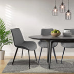 Dining Chairs Set of 4, Modern Dining & Kitchen Room Chairs, Upholstered Faux Leather Cushion Seat and Sturdy Metal Legs (4 Grey Chairs)