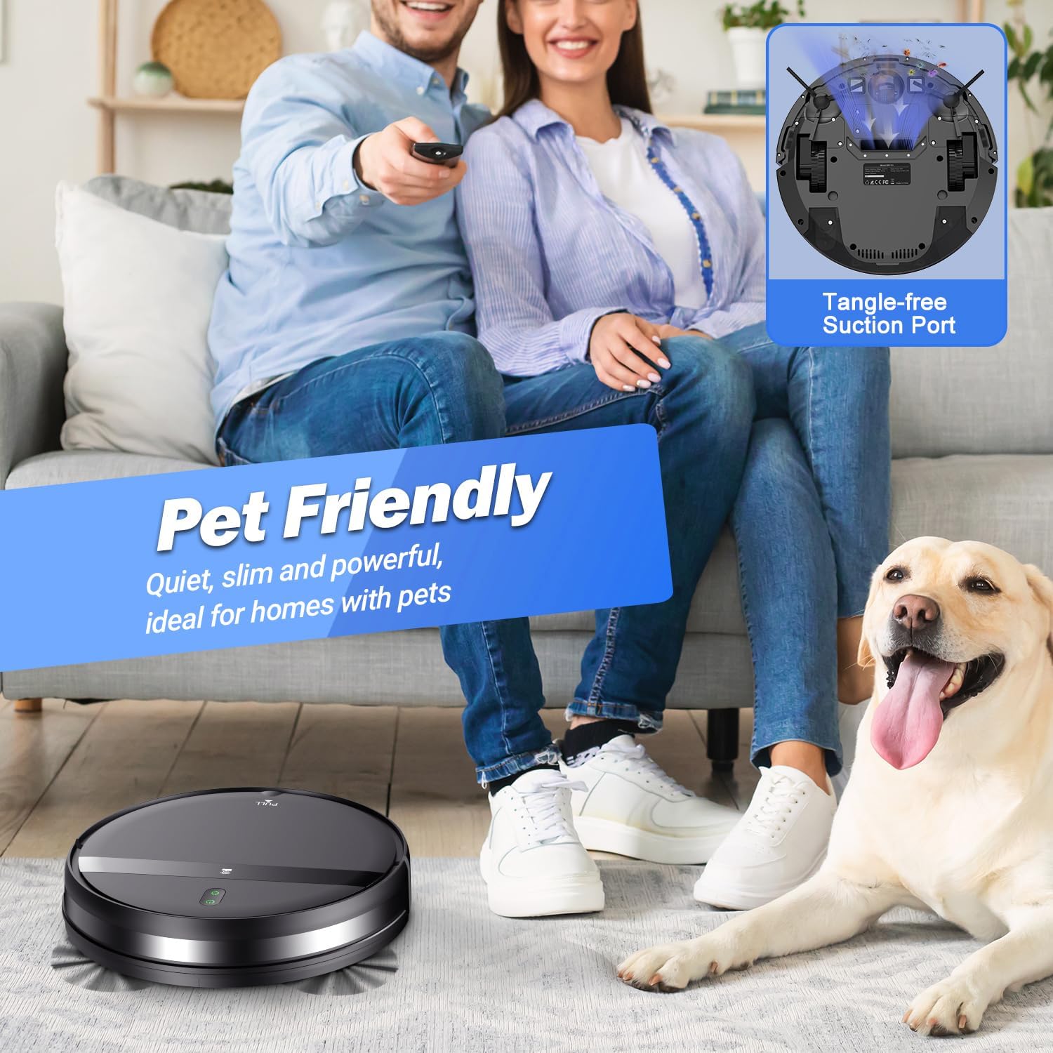 Kilgone Ultra-Slim 2.8in Robot Vacuum & Mop, Quiet 65dB, No-Tangle, Smart 3D Obstacle Avoidance, 2H Runtime for Pet Hair, Hard Floor & Low-Pile Carpet, App/Alexa